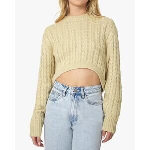 Danielle Bernstein X WeWoreWhat NWT Women Cable-knit Cropped Sweater Beige M